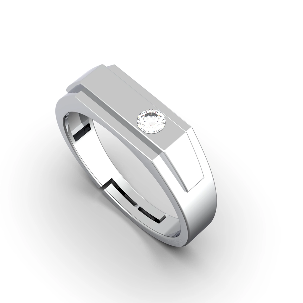 Rigid Accent Men's Silver Adjustable Ring